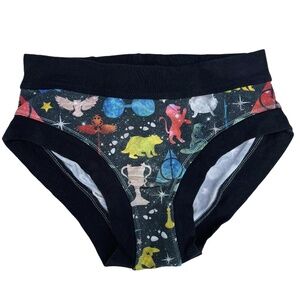 Handmade Harry Potter Artifacts & Houses Panty | Black Cotton Undie Brief – XS